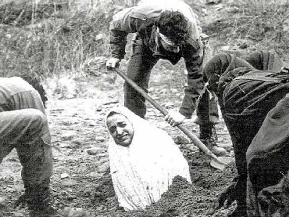 A woman prior to being stoned to death in Iran
